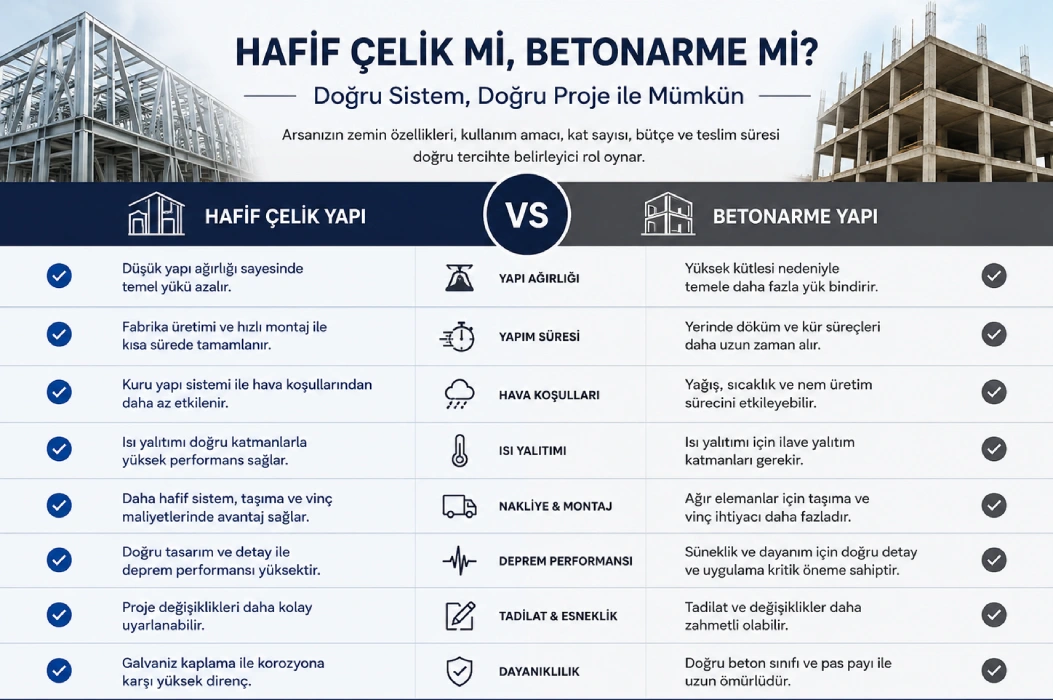 Hafif Çelik mi, Betonarme mi?